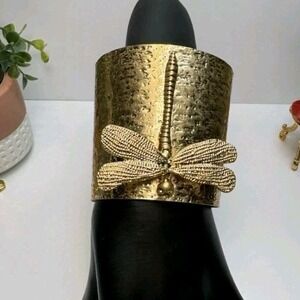 ZARA Gold Tone Oversized  Cuff Bracelet Statement Runway Fashion Jewelry